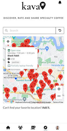 Kava coffee app map view